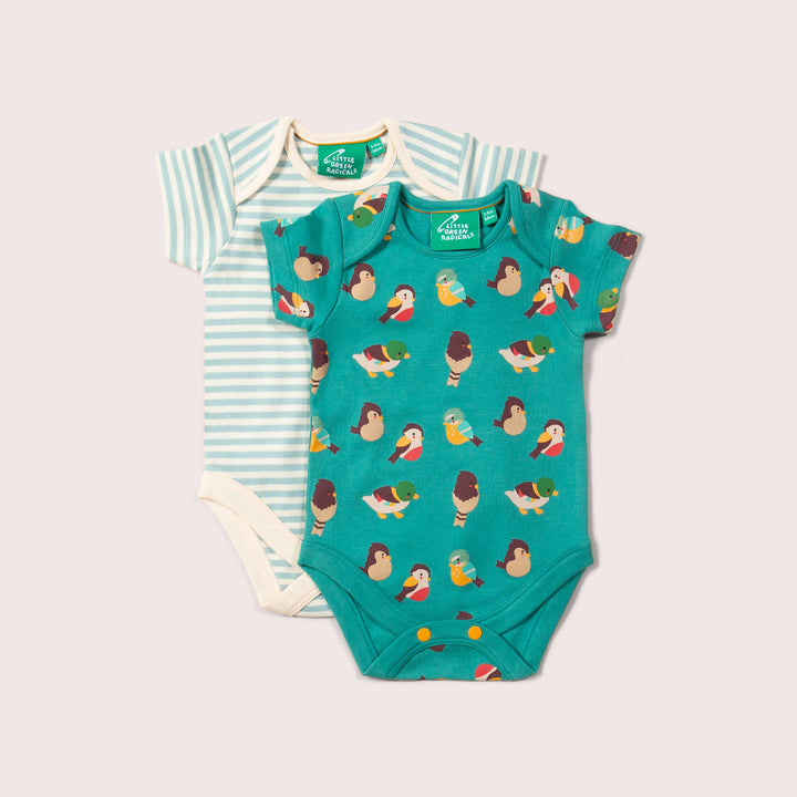 Garden Birds Organic Baby Bodysuit Set - 2 Pack