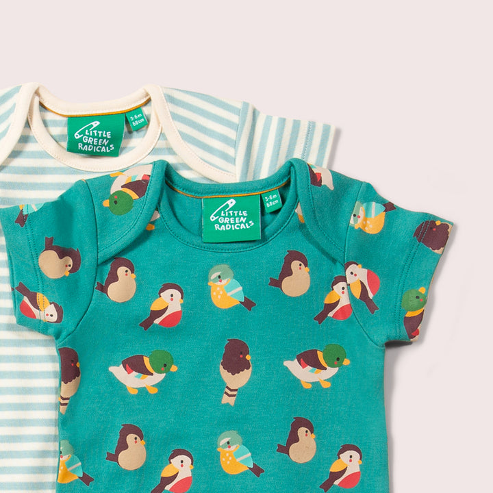 Garden Birds Organic Baby Bodysuit Set - 2 Pack