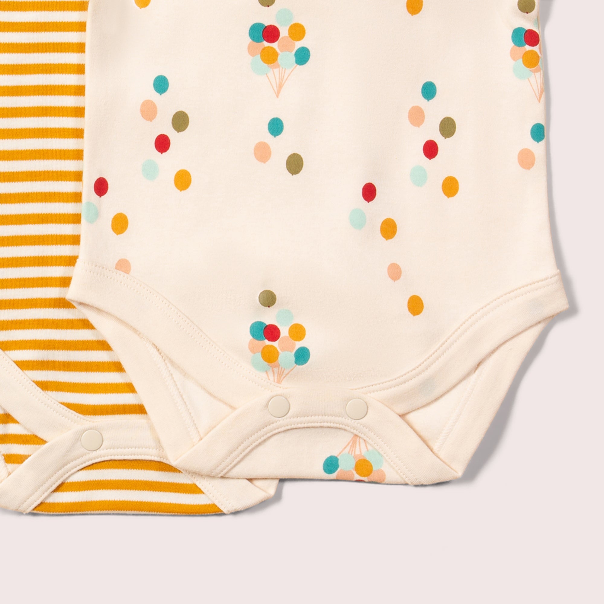 Rainbow Balloons Organic Baby Bodysuit Set - 2 Pack