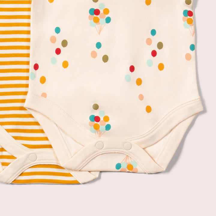 Rainbow Balloons Organic Baby Bodysuit Set - 2 Pack