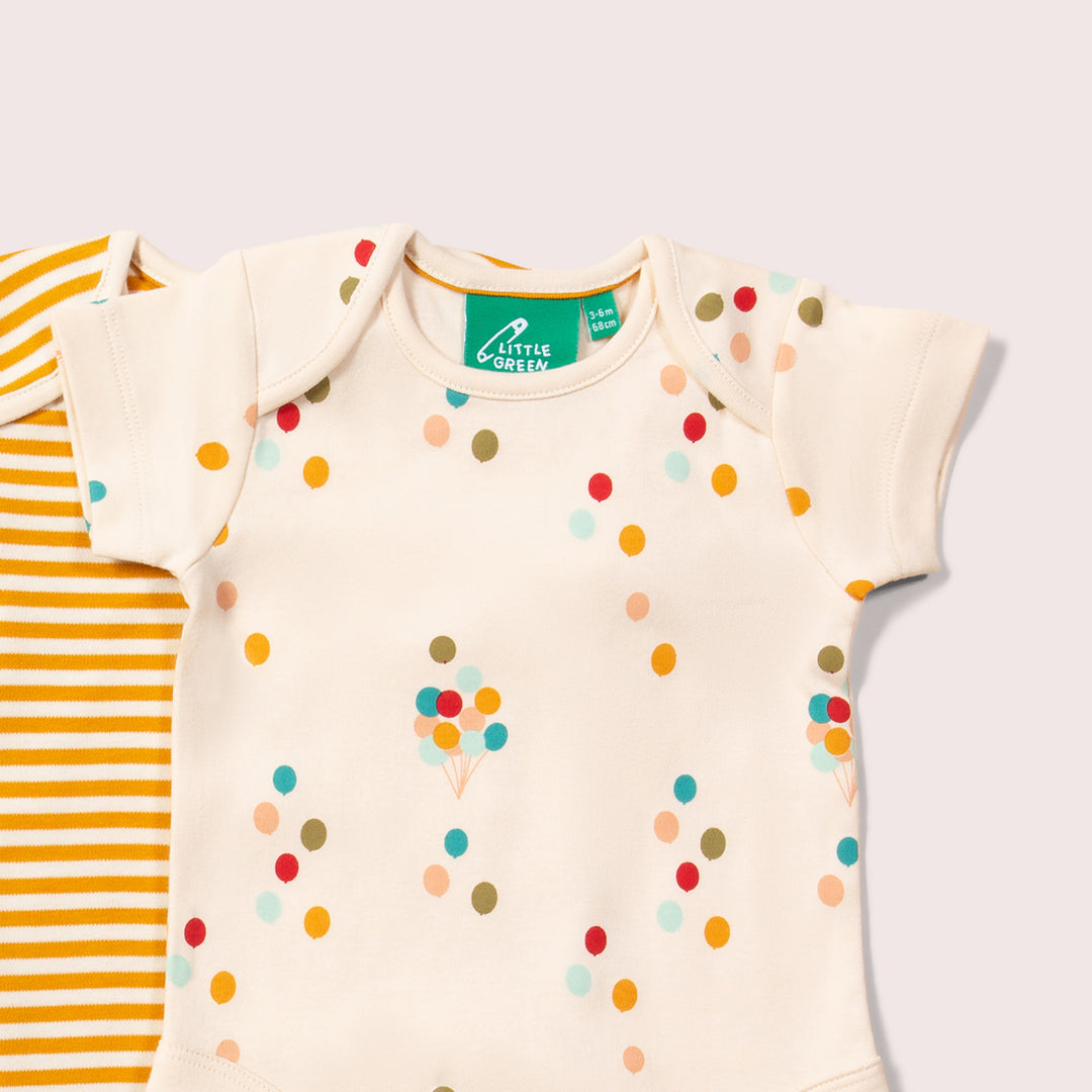 Rainbow Balloons Organic Baby Bodysuit Set - 2 Pack