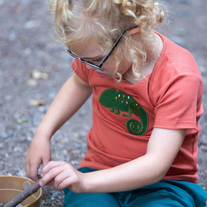 Little Lizard Applique Short Sleeve T-Shirt