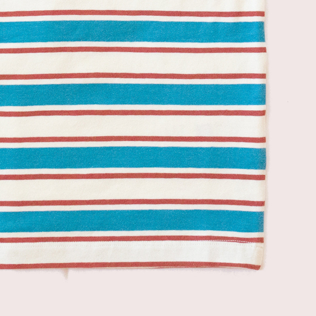 Blue & Walnut Striped Organic Short Sleeve T-Shirt