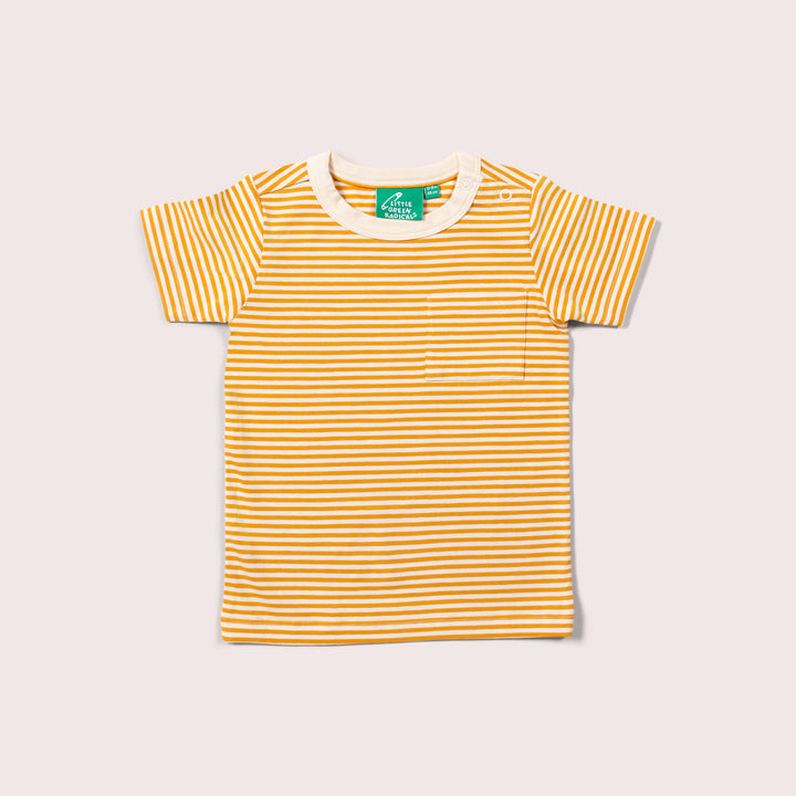 Soft Gold Striped Organic Short Sleeve T-Shirt