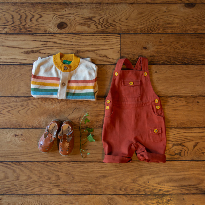 From One To Another Oatmeal Rainbow Stripes Knitted Cardigan