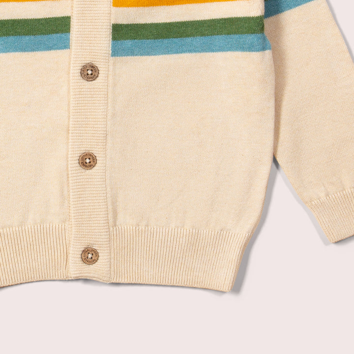 From One To Another Oatmeal Rainbow Stripes Knitted Cardigan