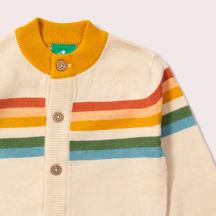 From One To Another Oatmeal Rainbow Stripes Knitted Cardigan