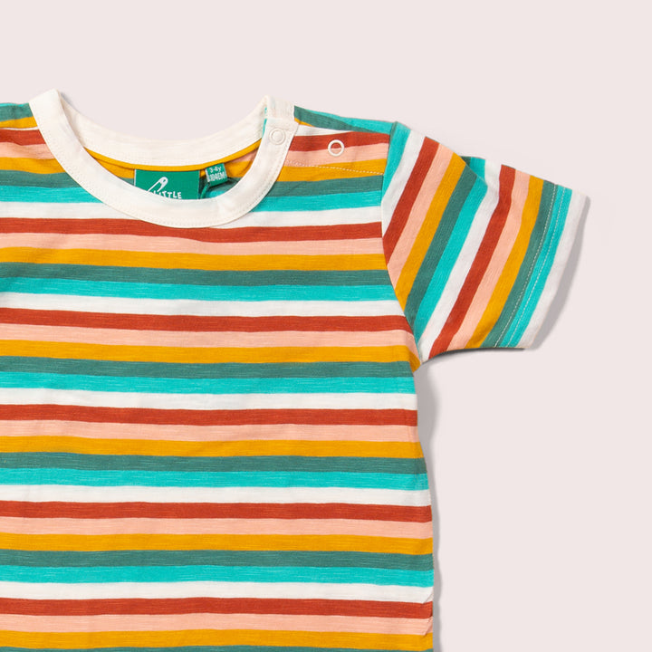 Rainbow Striped Summer Short Sleeve T-Shirt