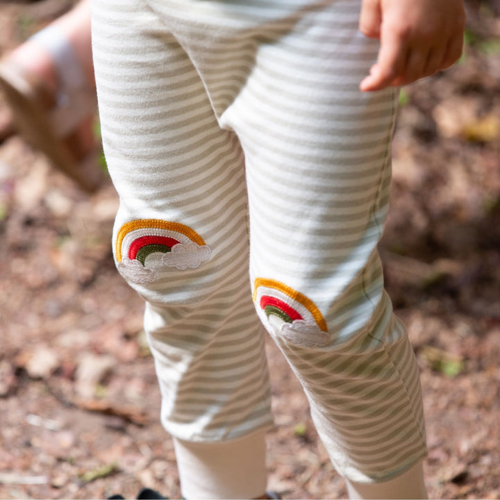 Rainbow Knee Patch Striped Joggers