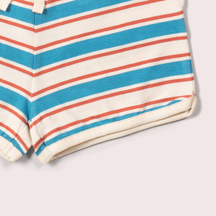 Blue & Walnut Striped Run Around Shorts