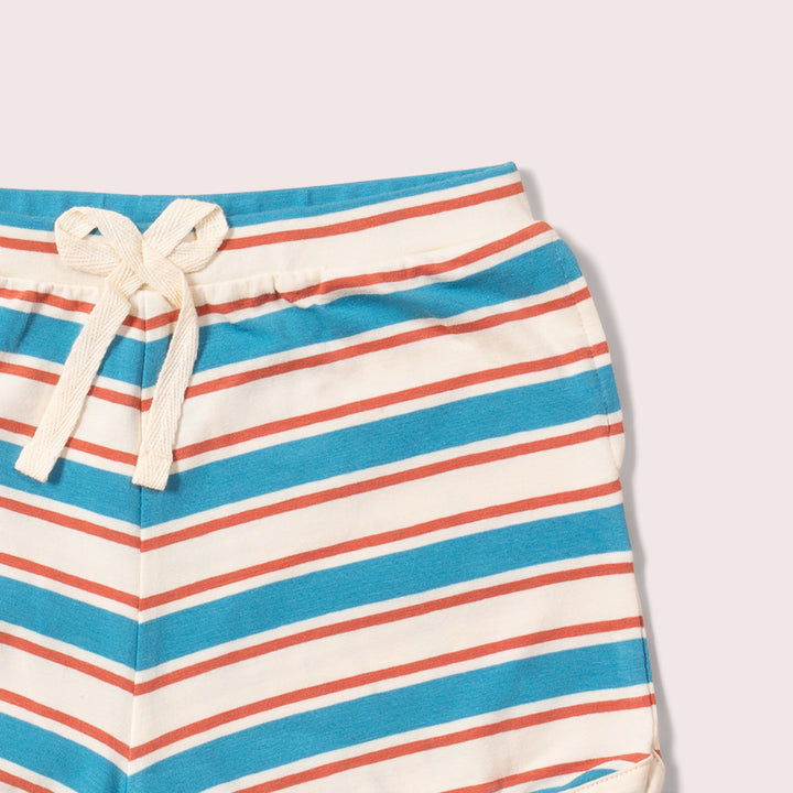 Blue & Walnut Striped Run Around Shorts