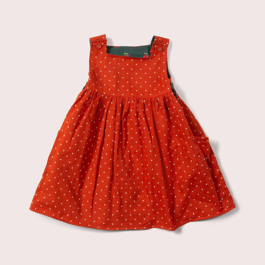 Olive Cherries Reversible Pinny Dress