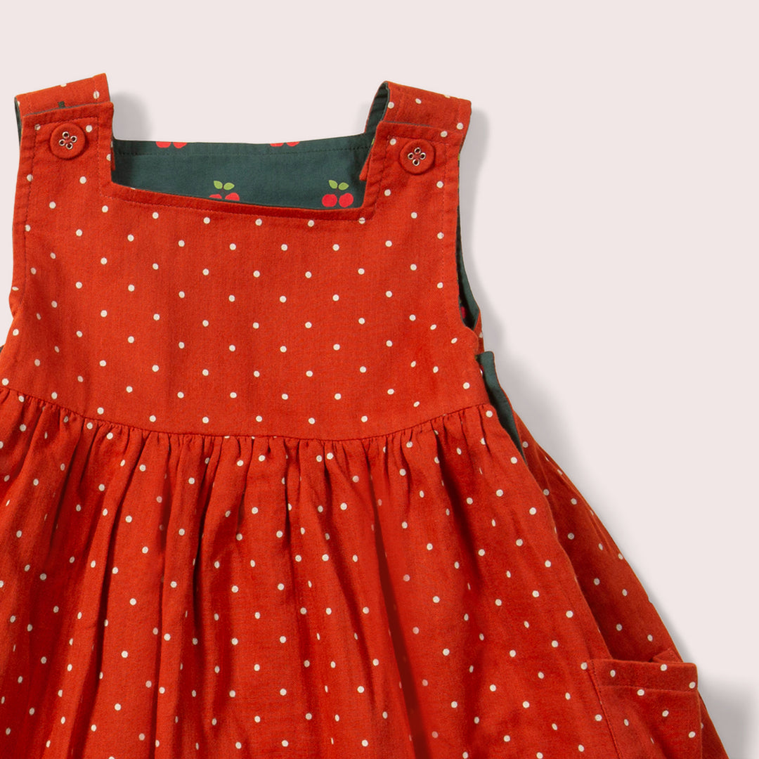 Olive Cherries Reversible Pinny Dress