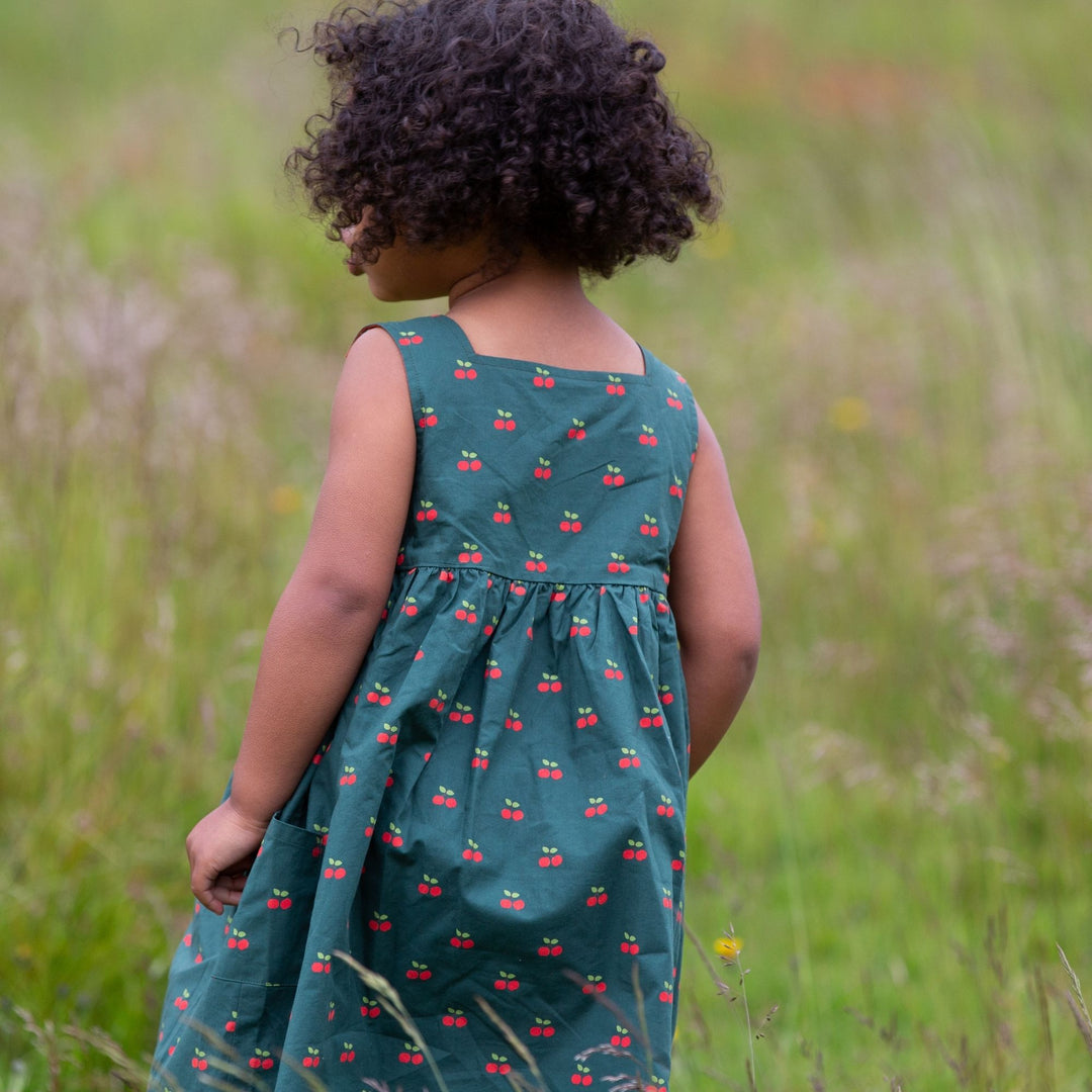 Olive Cherries Reversible Pinny Dress