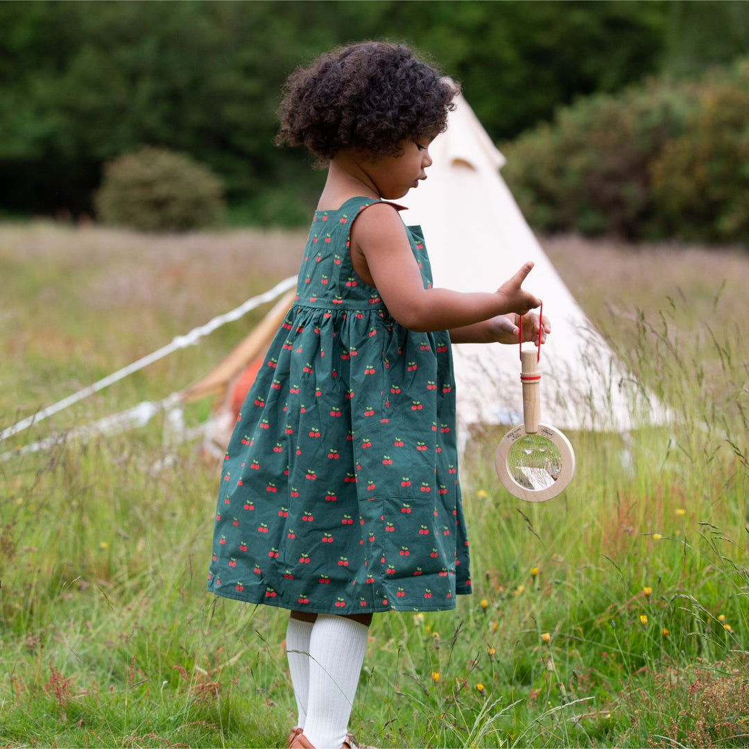 Olive Cherries Reversible Pinny Dress