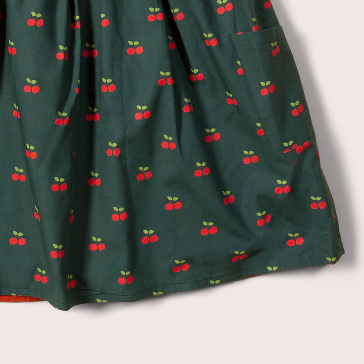 Olive Cherries Reversible Pinny Dress