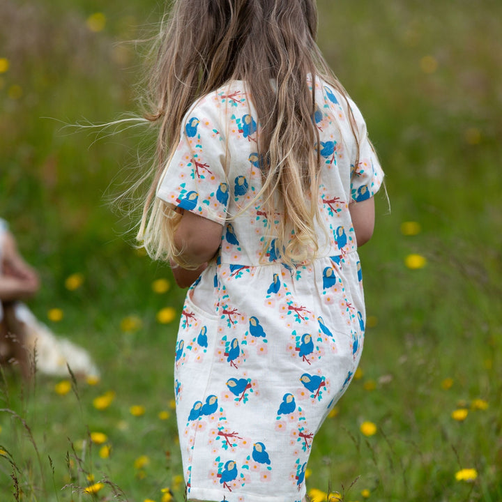 Bluebirds Button Through Short Sleeve Dress