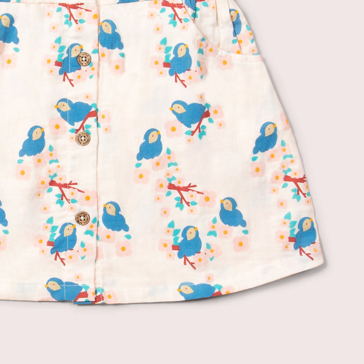 Bluebirds Button Through Short Sleeve Dress