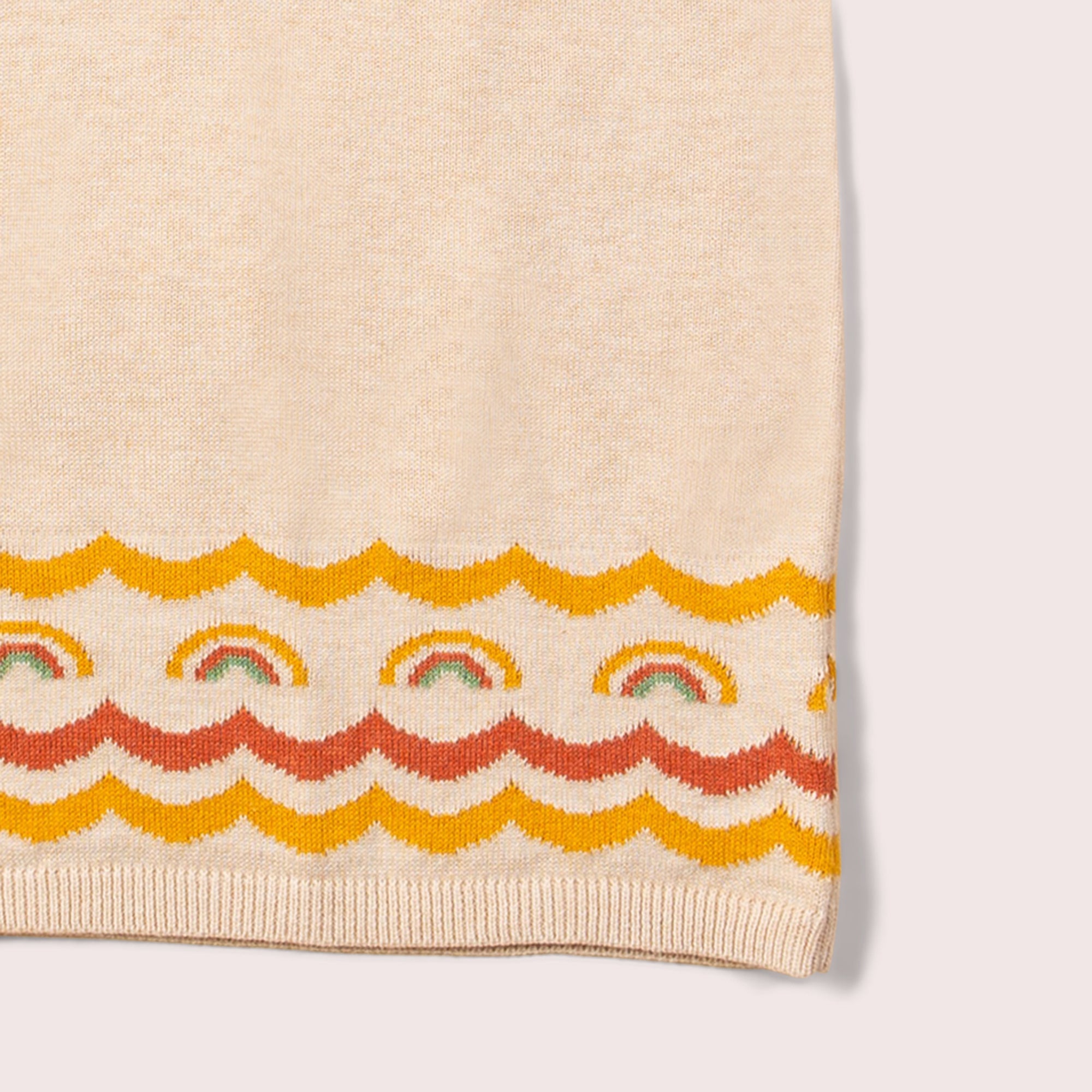 Oatmeal Fairisle Rainbow Short Sleeve Knitted Tunic Dress
