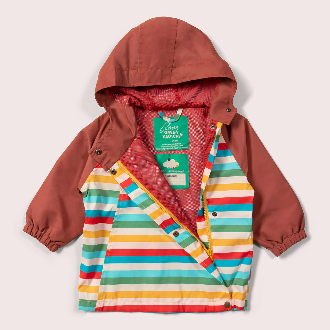 Rainbow Striped Recycled Waterproof Anorak