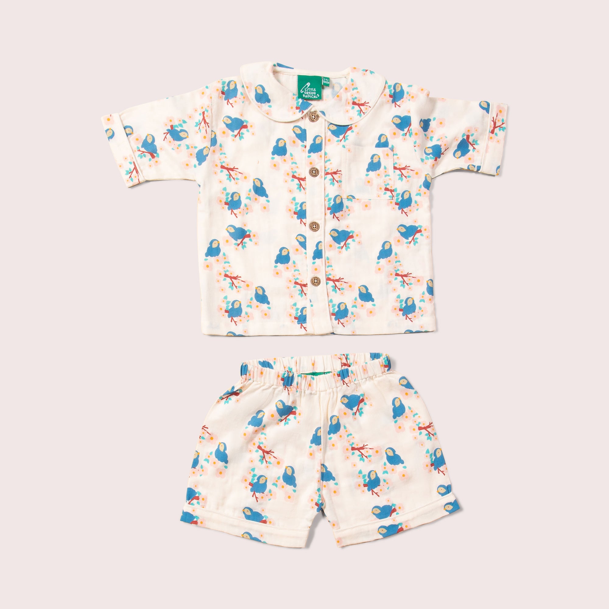 Bluebirds Button Through Pyjama Short Set NOT AVAILABLE for USA/AUS/CAN