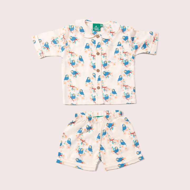 Bluebirds Button Through Pyjama Short Set