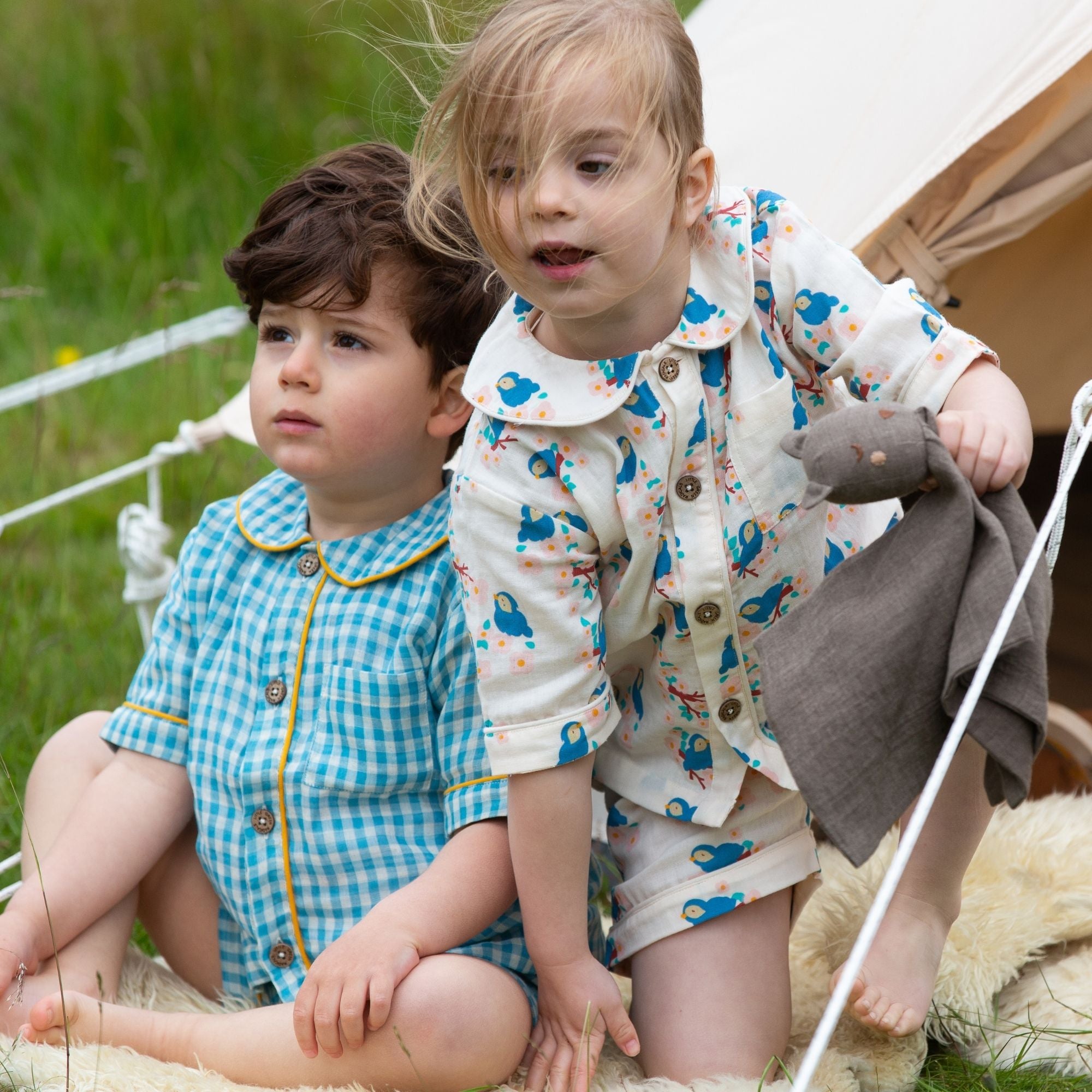Bluebirds Button Through Pyjama Short Set NOT AVAILABLE for USA/AUS/CAN