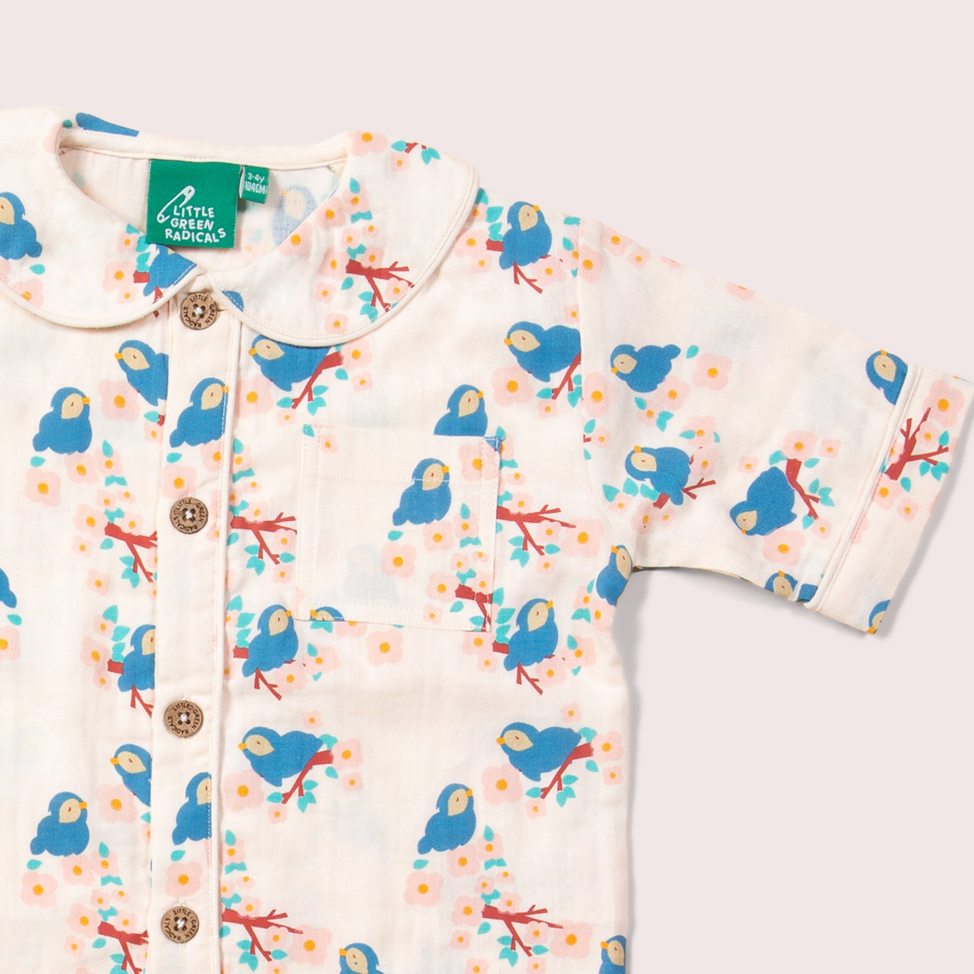 Bluebirds Button Through Pyjama Short Set NOT AVAILABLE for USA/AUS/CAN