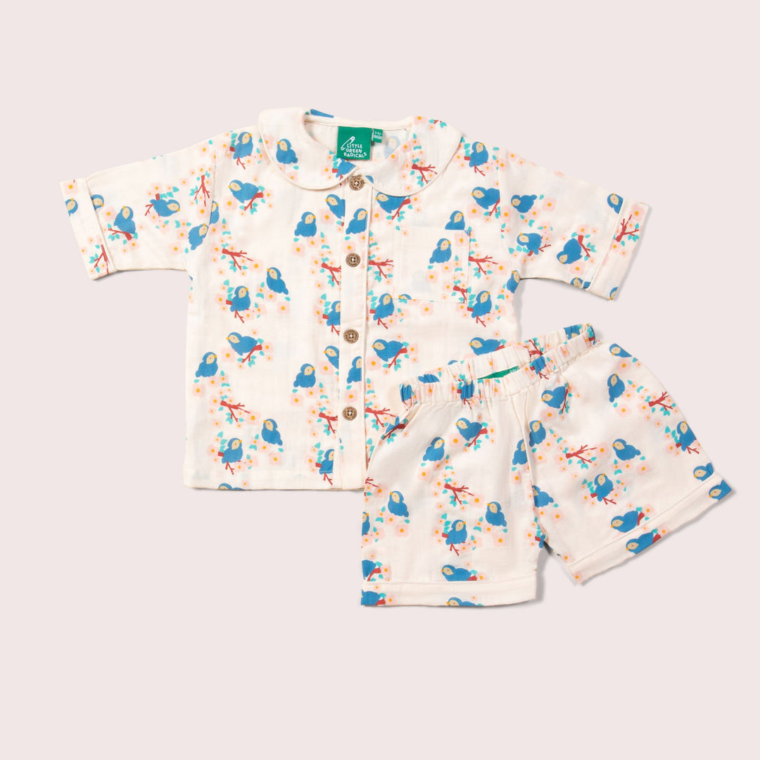 Bluebirds Button Through Pyjama Short Set