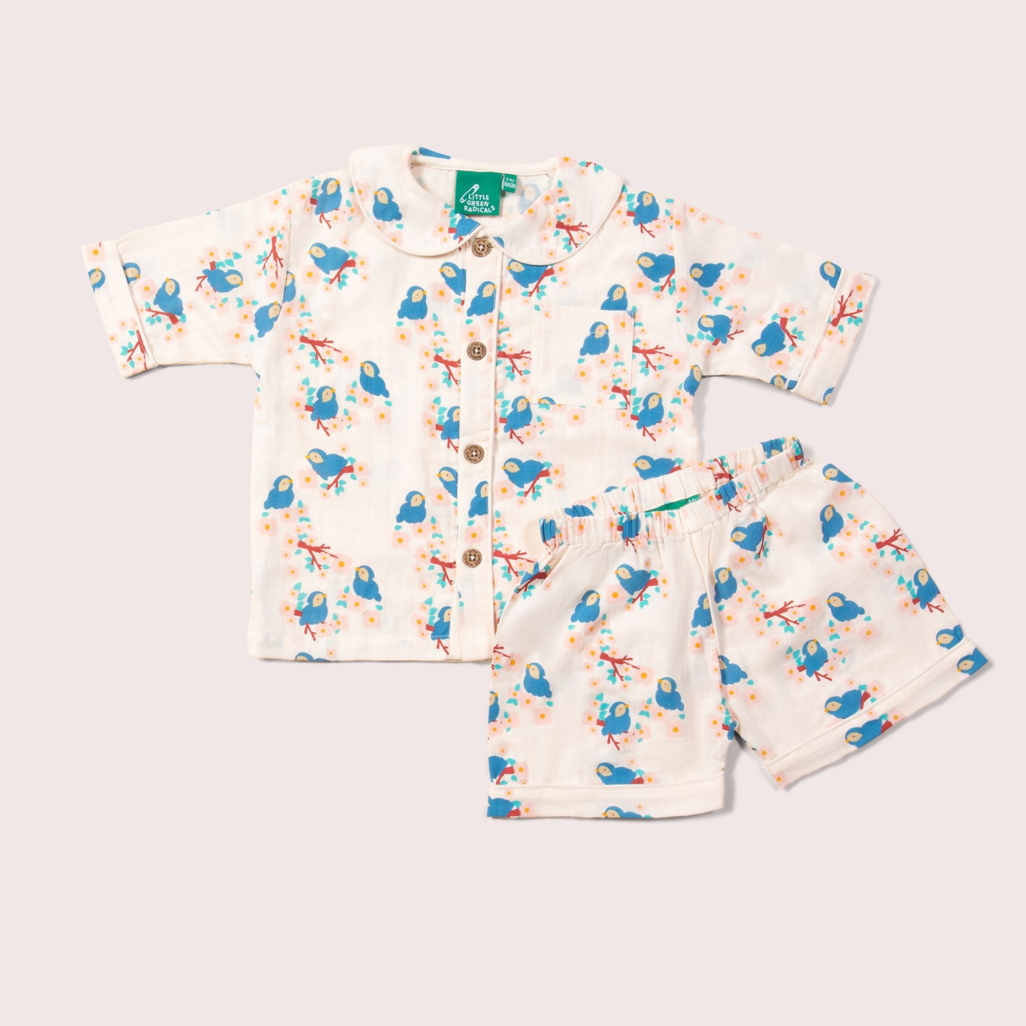 Bluebirds Button Through Pyjama Short Set NOT AVAILABLE for USA/AUS/CAN