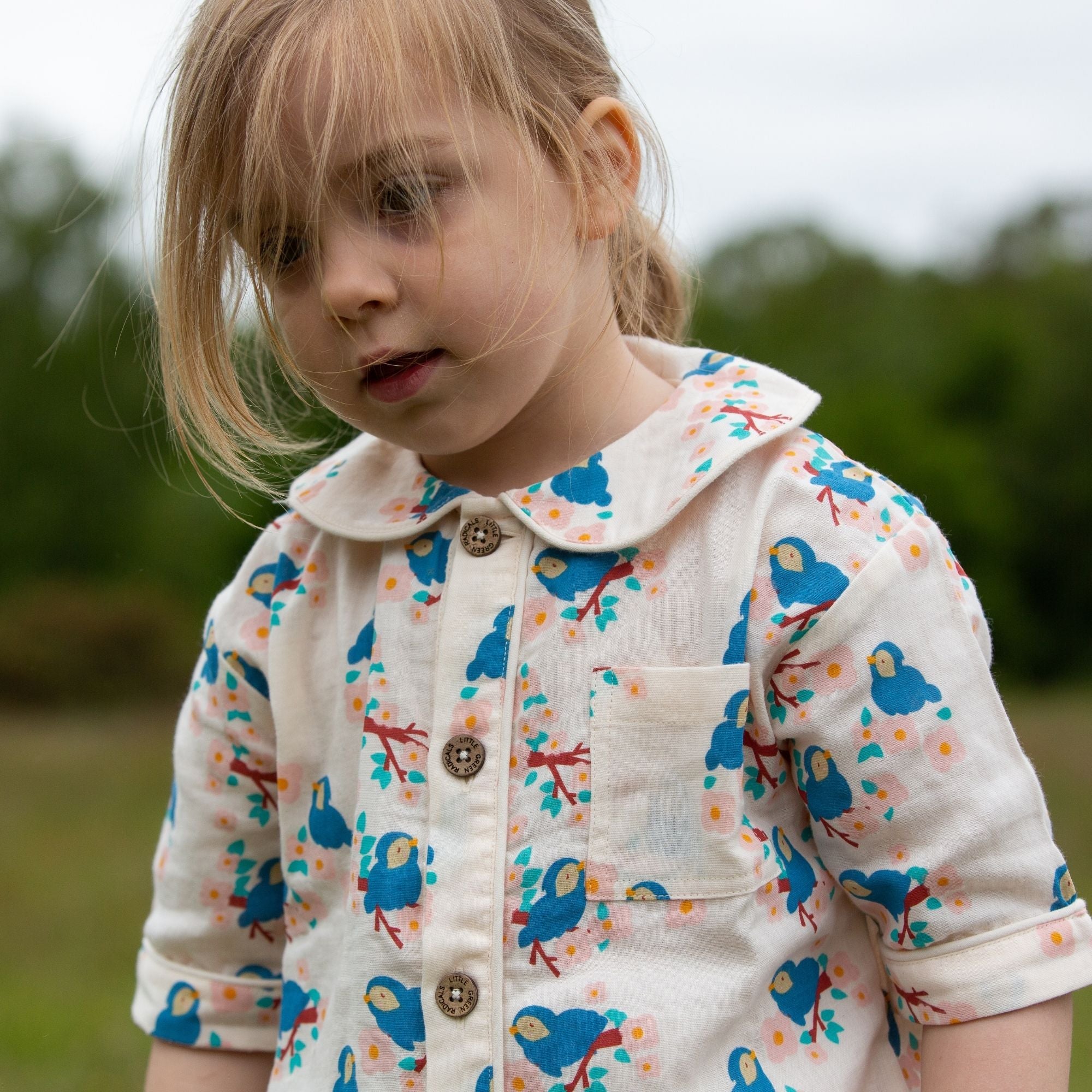 Bluebirds Button Through Pyjama Short Set NOT AVAILABLE for USA/AUS/CAN