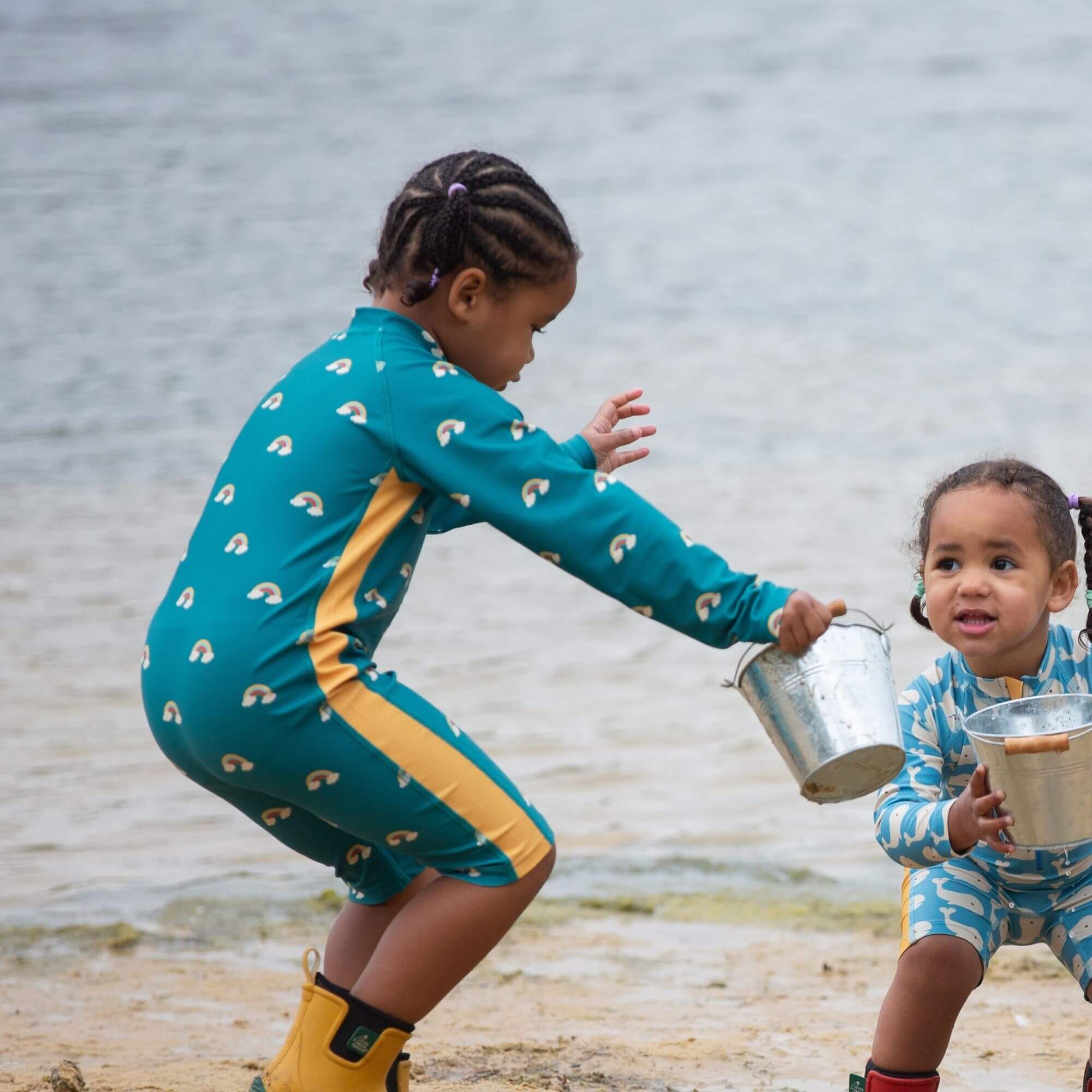 Teal Rainbows UPF 50 Recycled Sunsafe Sunsuit
