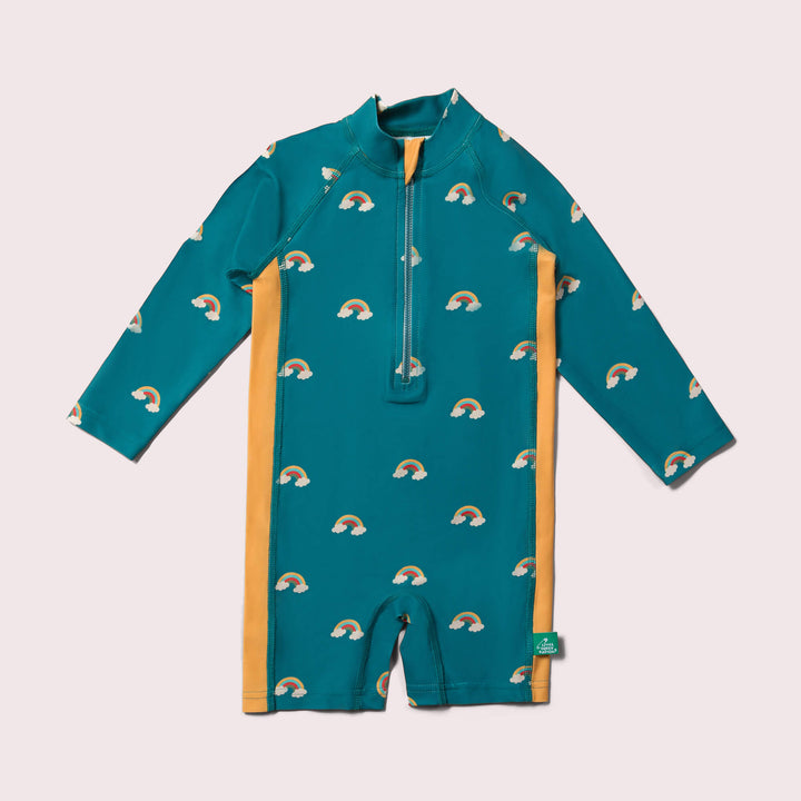 Teal Rainbows UPF 50 Recycled Sunsafe Sunsuit