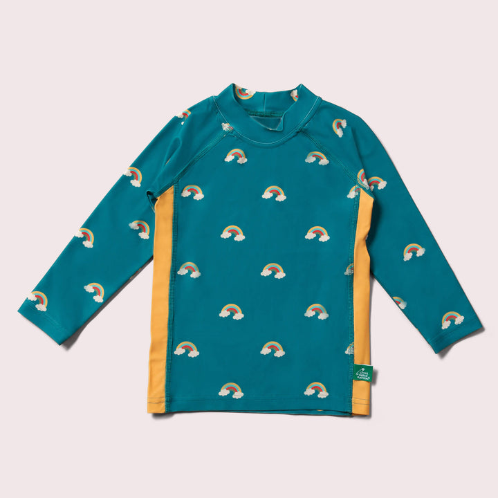 Teal Rainbows UPF 50 Sunsafe Long Sleeve Rash Vest