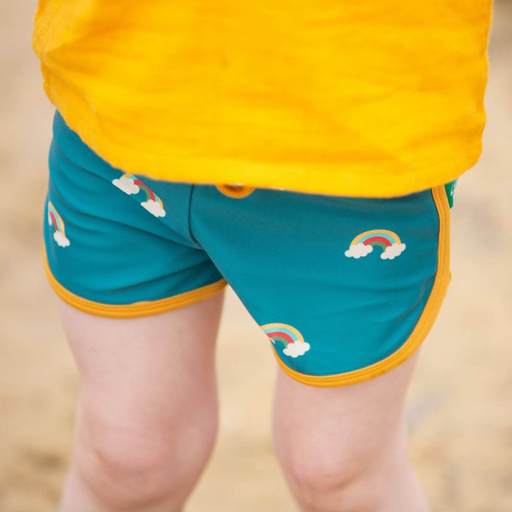 Teal Rainbows Recycled Swim Shorts