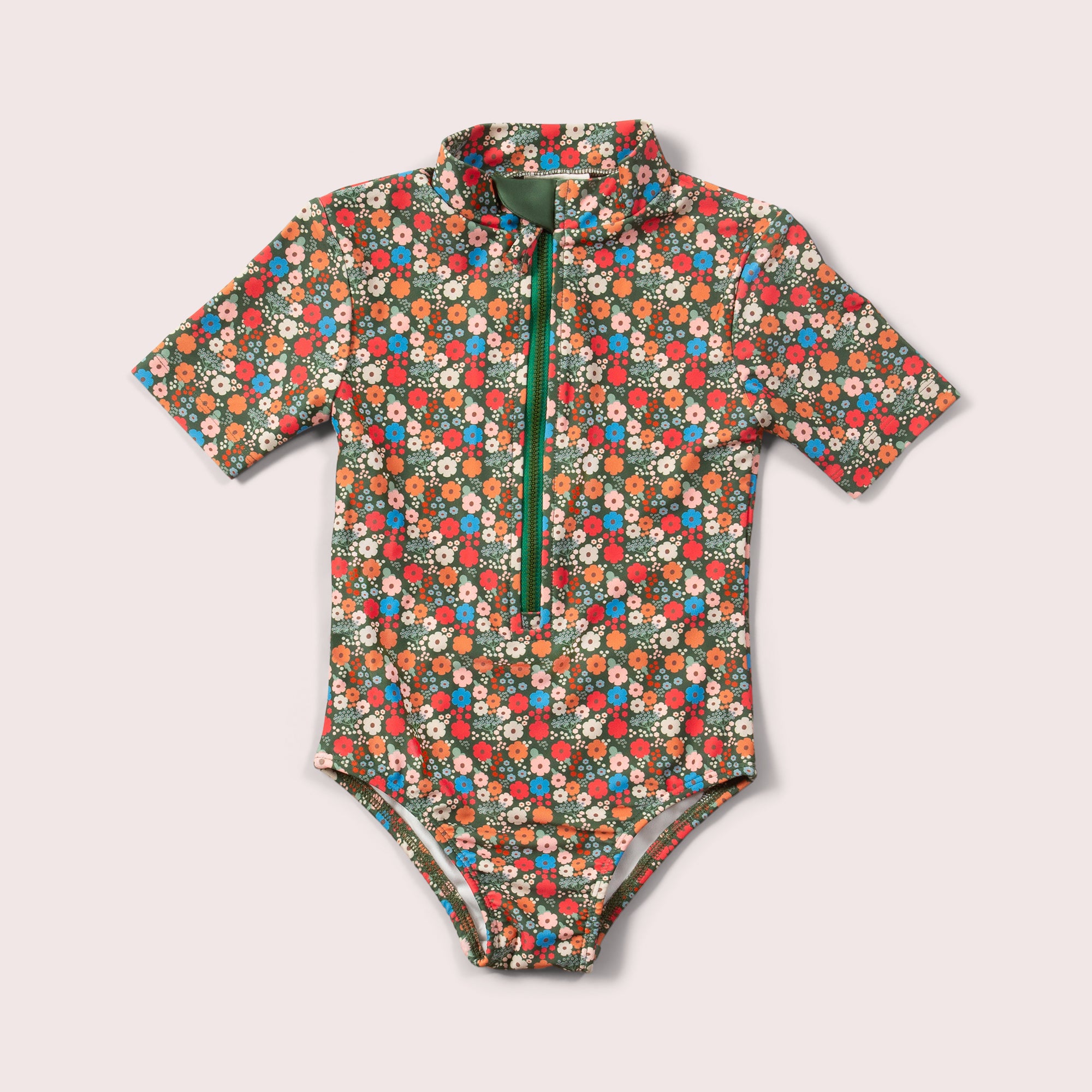 Vintage Flowers UPF 50 Recycled Short Sleeve Swimsuit