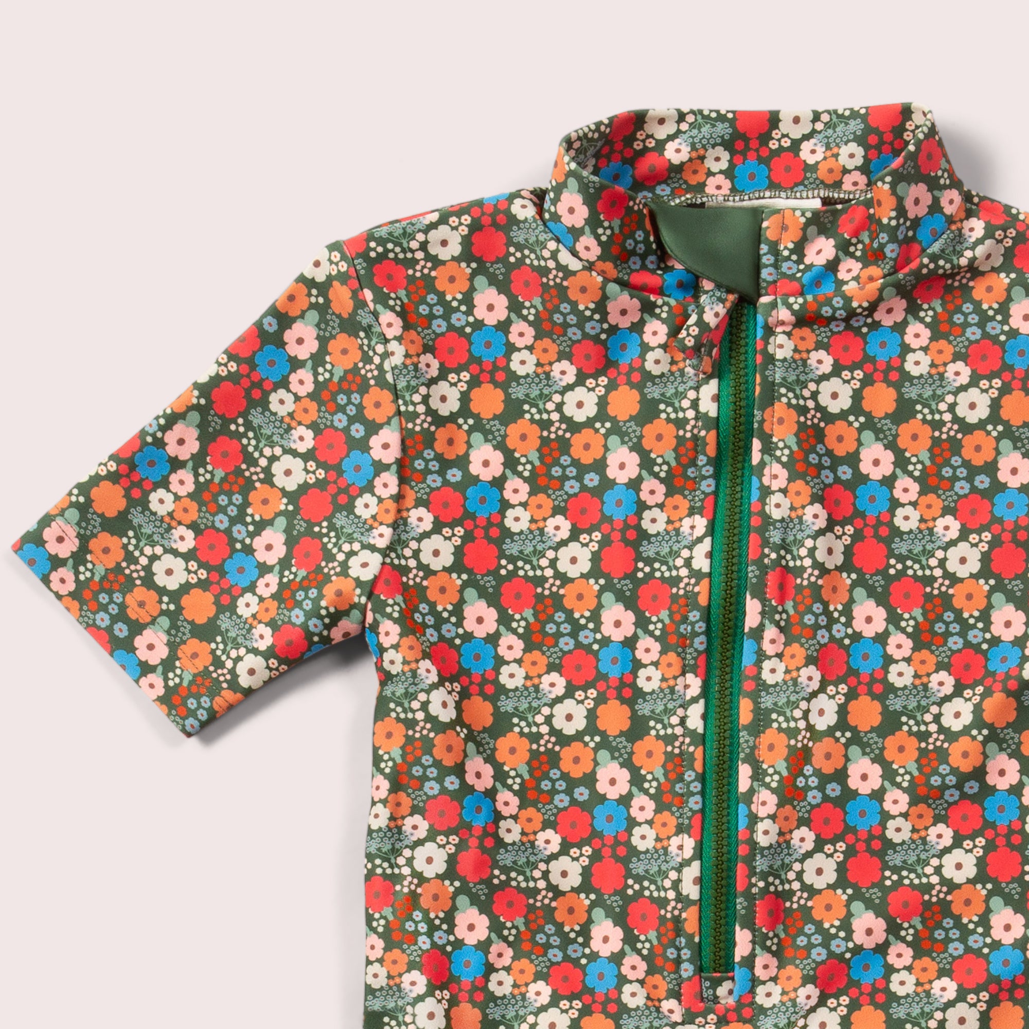 Vintage Flowers UPF 50 Recycled Short Sleeve Swimsuit