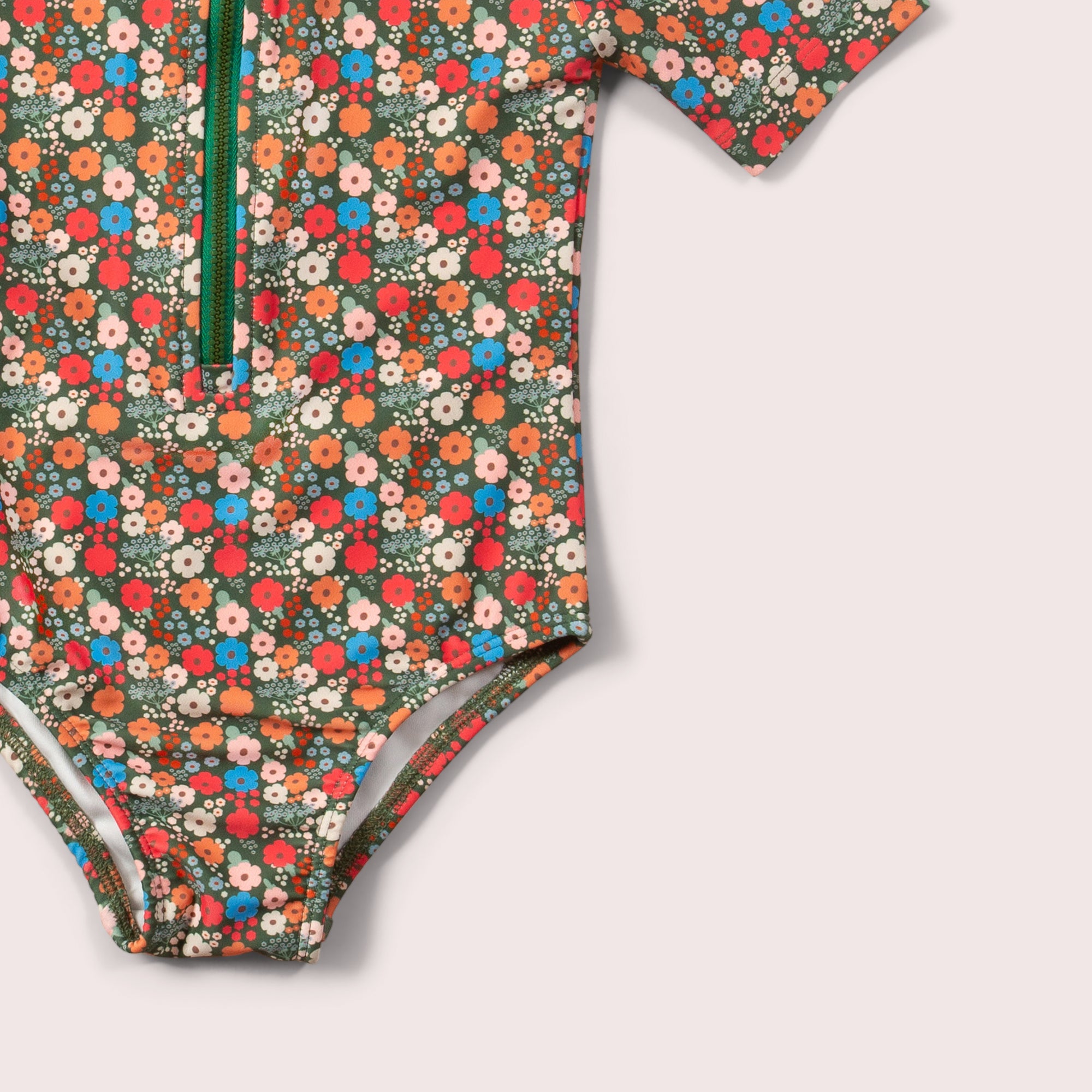 Vintage Flowers UPF 50 Recycled Short Sleeve Swimsuit