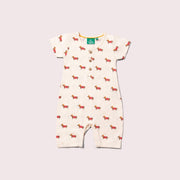 Cream Sausage Dogs Organic Summer Romper