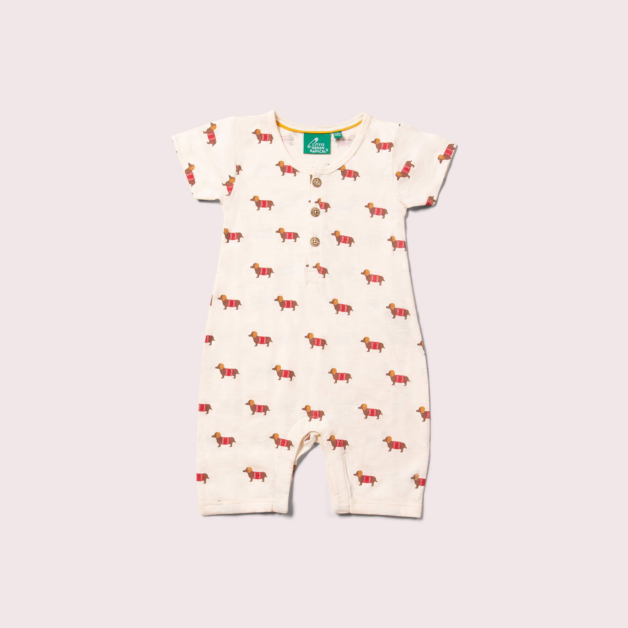 Cream Sausage Dogs Organic Summer Romper