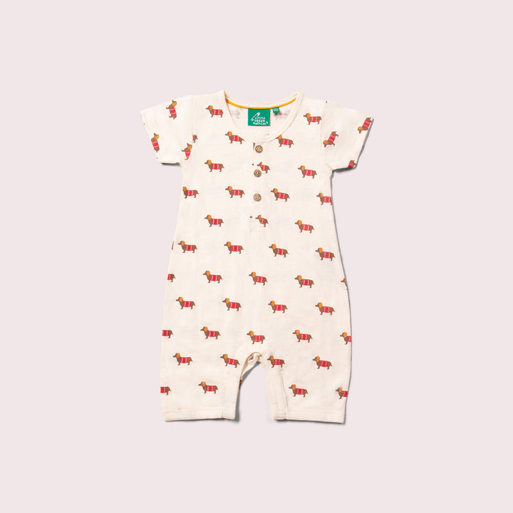 Cream Sausage Dogs Organic Summer Romper