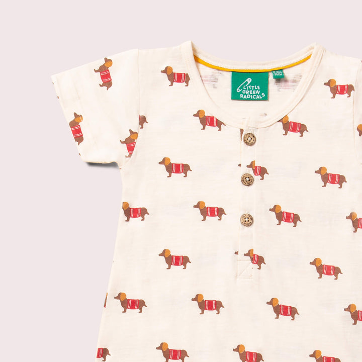 Cream Sausage Dogs Organic Summer Romper