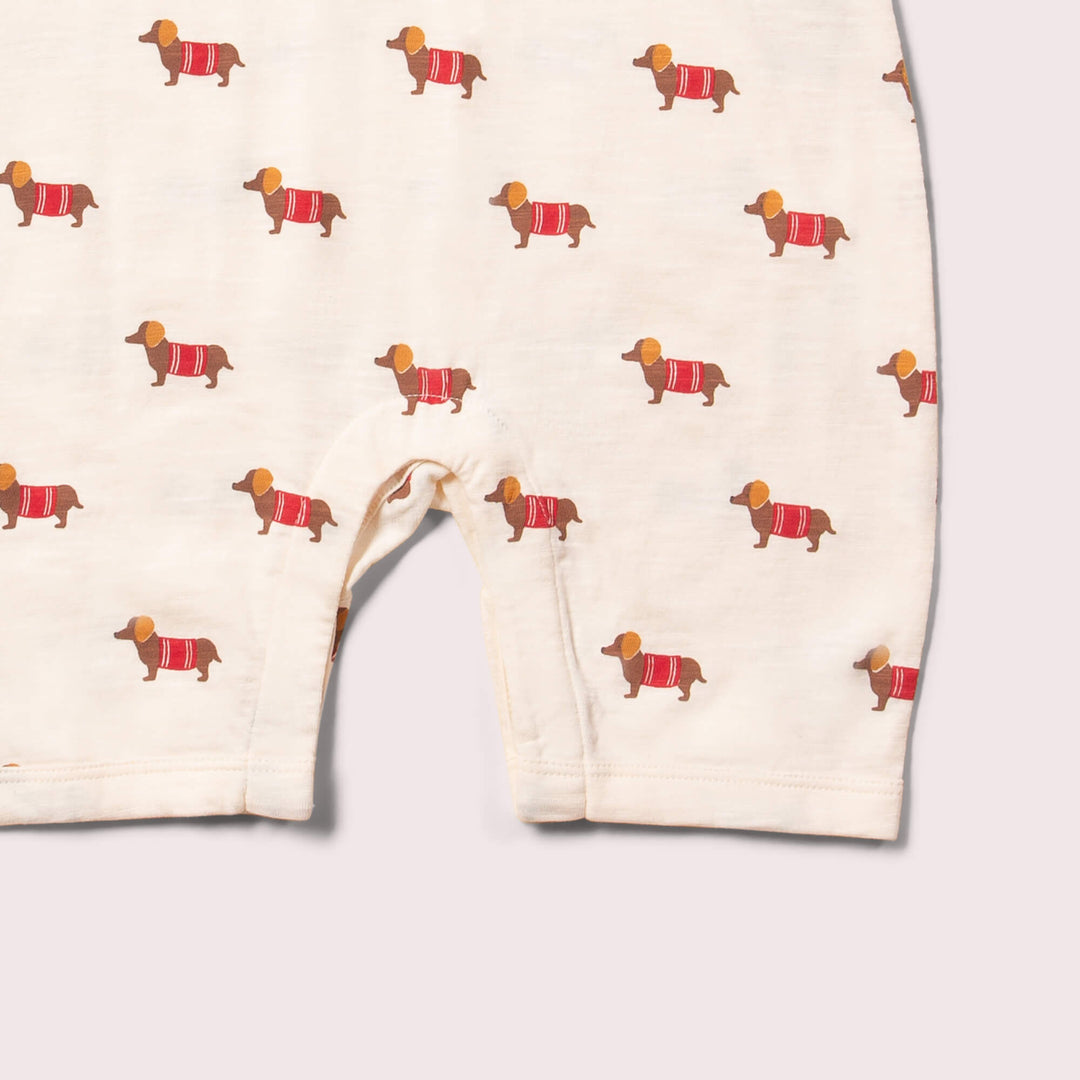 Cream Sausage Dogs Organic Summer Romper