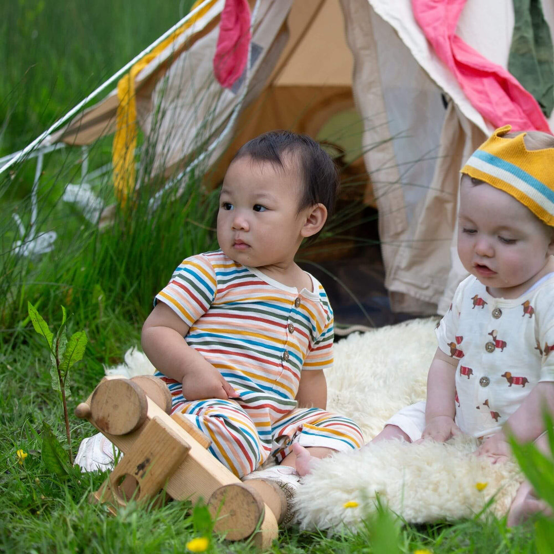 Cream Rainbow Organic Summer Romper