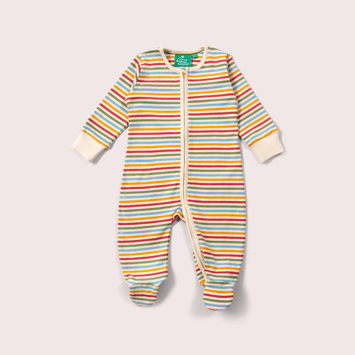 Cream Rainbow Zip Organic Babygrow