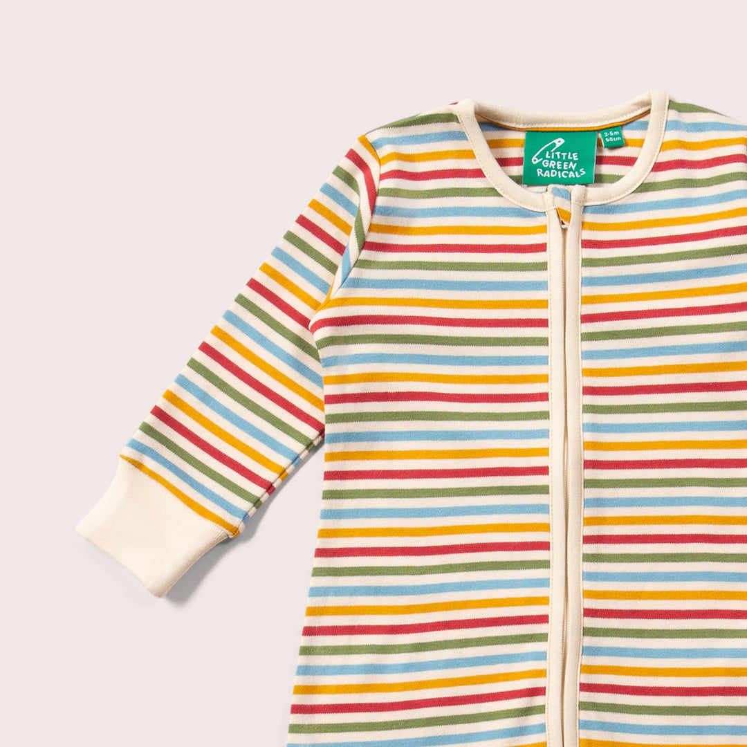 Cream Rainbow Zip Organic Babygrow