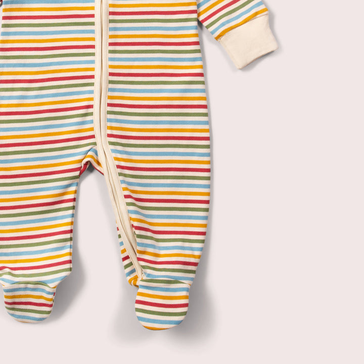 Cream Rainbow Zip Organic Babygrow