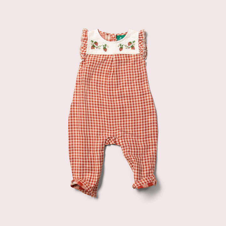 Little Red Checked Frill Summer Romper