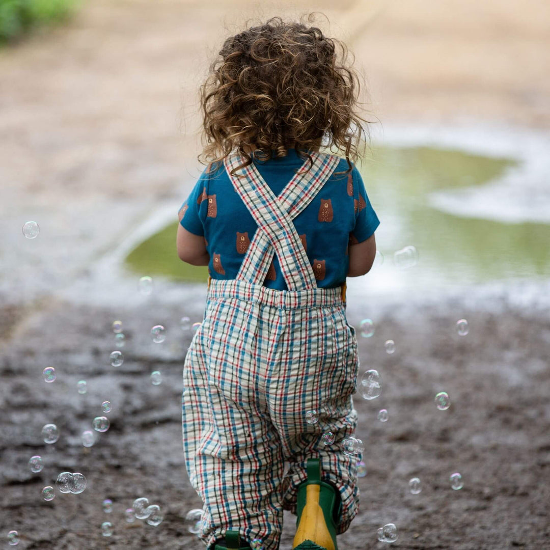 Checked Seersucker Pocket Dungaree Shorts