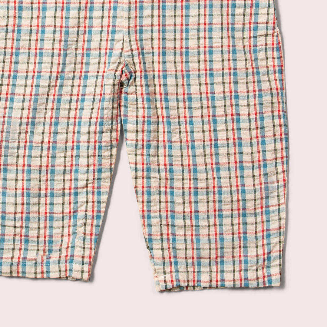 Checked Seersucker Pocket Dungaree Shorts